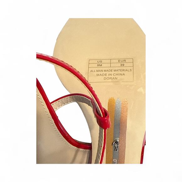 Sam Edelman Doran Heels Size 9 Ruby Red Patent Leather - Picture 3 of 16